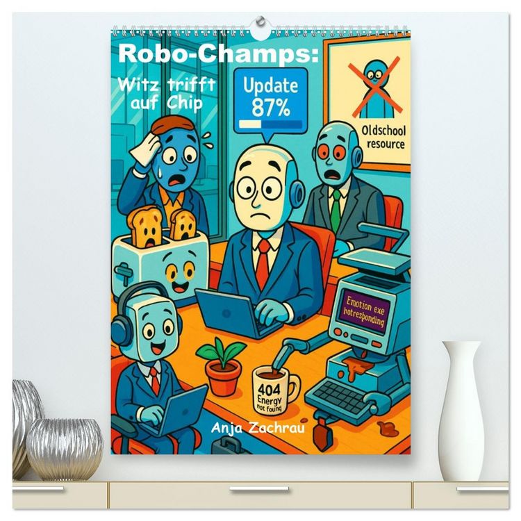 Produktbild: Robo-Champs: Witz trifft auf Chip (hochwertiger Premium Wandkalender 2026 DIN A2 hoch), Kunstdruck in Hochglanz