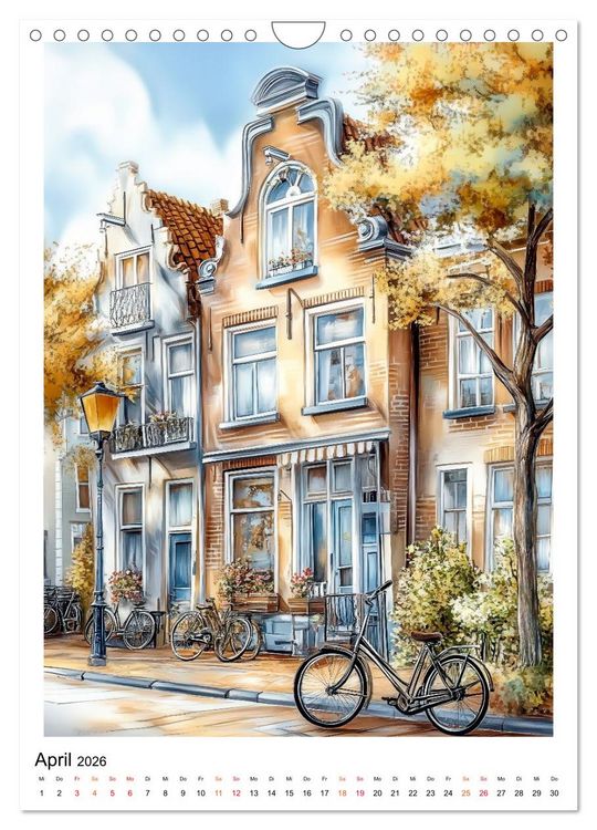 Produktbild: Amsterdam - Fahrr&auml;der, Giebel, Grachten (Wandkalender 2026 DIN A4 hoch), CALVENDO Monatskalender
