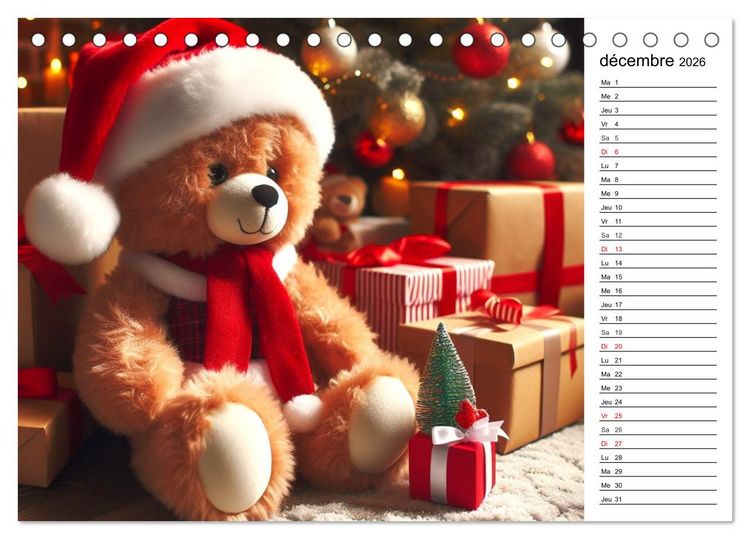 Produktbild: Un voyage enchant&eacute; au pays des oursons -Des oursons cr&eacute;&eacute;s par l'IA (Calendrier de bureau 2026 DIN A5 vertical), CALVENDO calendrier mensuel