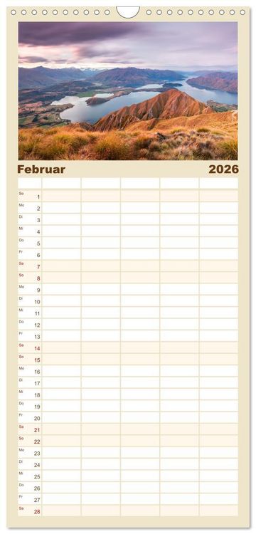 Produktbild: Familienplaner 2026 - Neuseeland - Traumlandschaften aus einem Naturparadies mit 5 Spalten (Wandkalender, 21 x 45 cm) CALVENDO