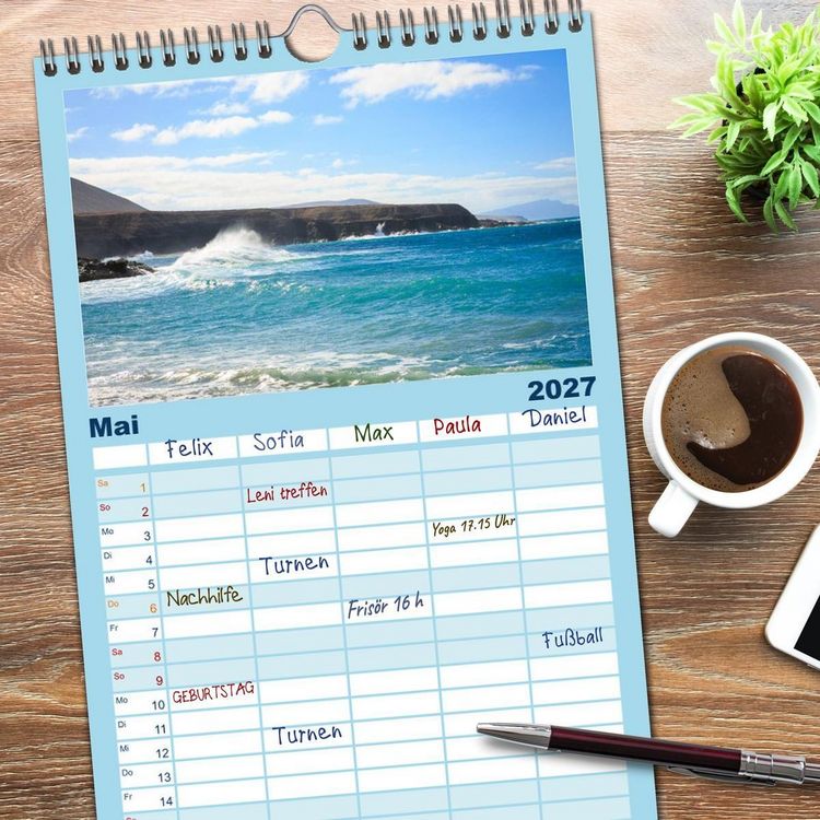Produktbild: Familienplaner 2027 - Fuerteventura mit 5 Spalten (Wandkalender, 21 x 45 cm) CALVENDO