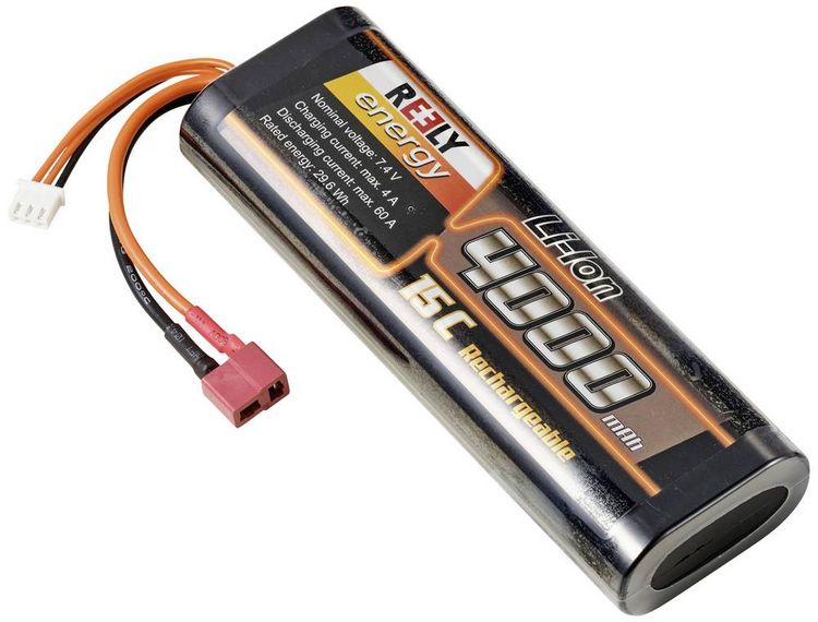 Produktbild: Reely Modellbau-Akkupack (LiIon) 7.4V 4000 mAh Zellen-Zahl: 2 15 C Hardcase T-Stecksystem
