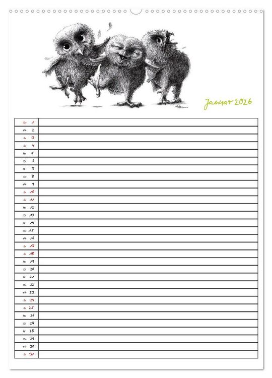 Produktbild: Tieronisch Eulen (hochwertiger Premium Wandkalender 2026 DIN A2 hoch), Kunstdruck in Hochglanz