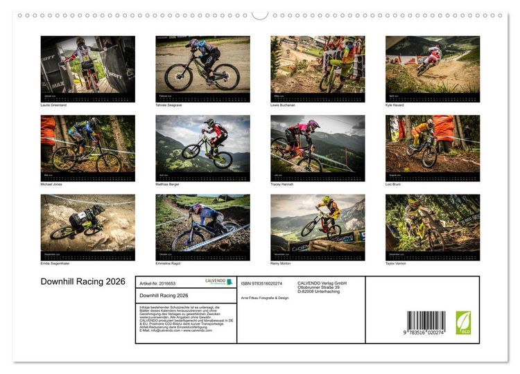 Produktbild: Downhill Racing 2026 (hochwertiger Premium Wandkalender 2026 DIN A2 quer), Kunstdruck in Hochglanz