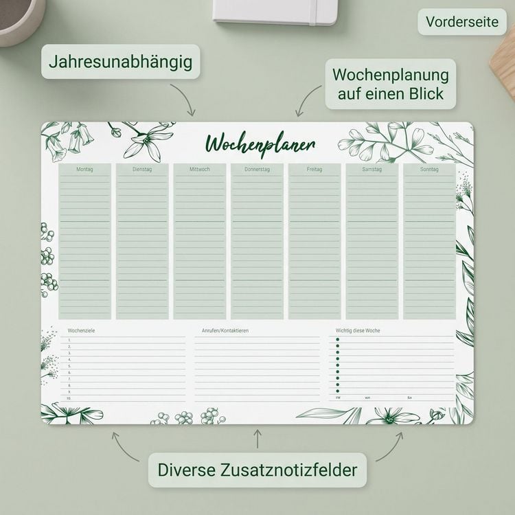 Produktbild: Schreibunterlage Design mit Wochenplan