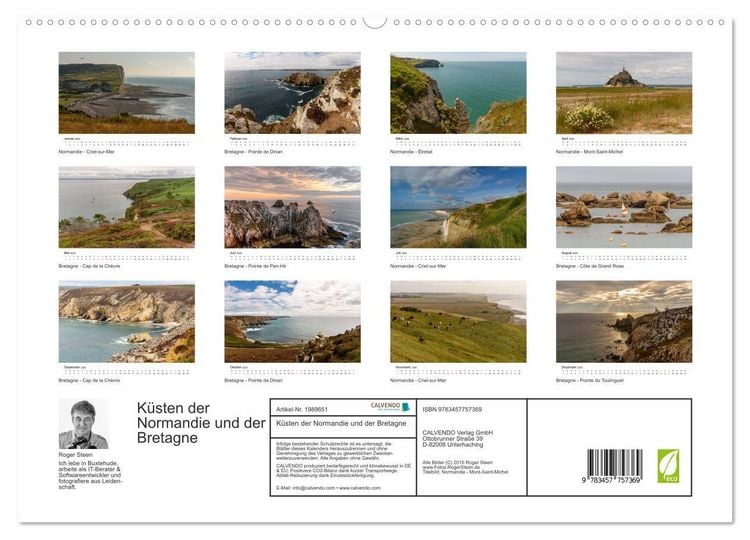 Produktbild: K&uuml;sten der Normandie und der Bretagne (hochwertiger Premium Wandkalender 2026 DIN A2 quer), Kunstdruck in Hochglanz