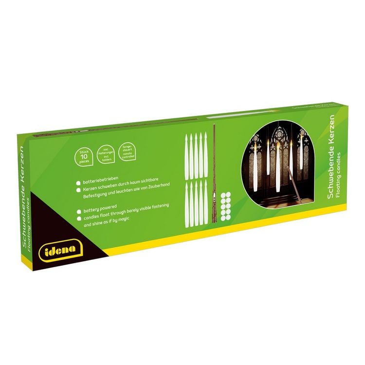 Produktbild: Idena Schwebende Kerzen LED warmwei&szlig; mit Zauberstab Fernbedienung weiss 10 St&uuml;ck batteriebetrieben