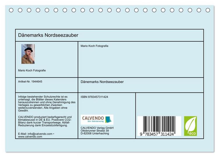 Produktbild: D&auml;nemarks Nordseezauber (Tischkalender 2026 DIN A5 quer), CALVENDO Monatskalender
