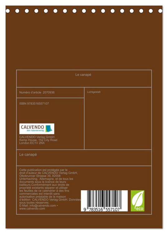 Produktbild: Le canap&eacute; (Calendrier de bureau 2026 DIN A5 horizontal), CALVENDO calendrier mensuel
