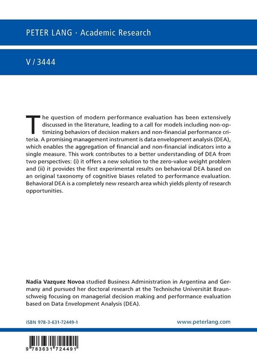 Produktbild: Data Envelopment Analysis: From Normative to Descriptive Performance Evaluation