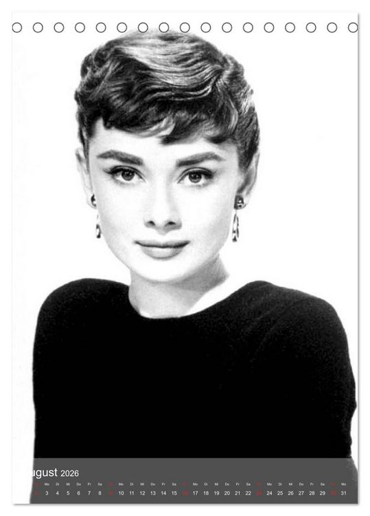 Produktbild: Hollywood-Diva - Audrey Hepburn (Tischkalender 2026 DIN A5 hoch), CALVENDO Monatskalender