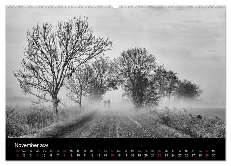 Produktbild: Ost-Friesische Schwarz-Wei&szlig;-Ansichten (Wandkalender 2026 DIN A2 quer), CALVENDO Monatskalender