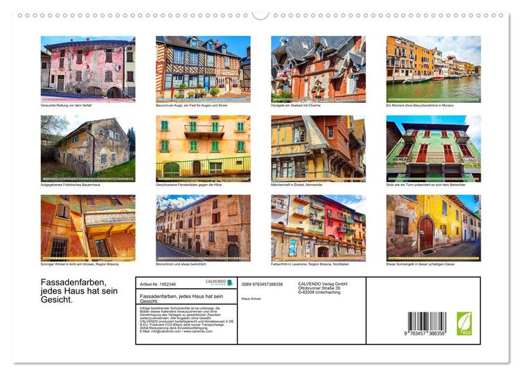 Produktbild: Fassadenfarben, jedes Haus hat sein Gesicht. (hochwertiger Premium Wandkalender 2026 DIN A2 quer), Kunstdruck in Hochglanz