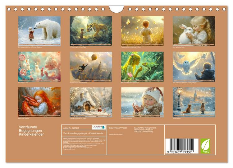 Produktbild: Vertr&auml;umte Begegnungen - Kinderkalender (Wandkalender 2026 DIN A4 quer), CALVENDO Monatskalender