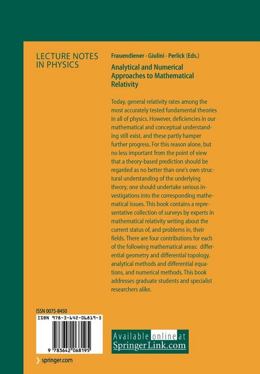 Produktbild: Analytical and Numerical Approaches to Mathematical Relativity