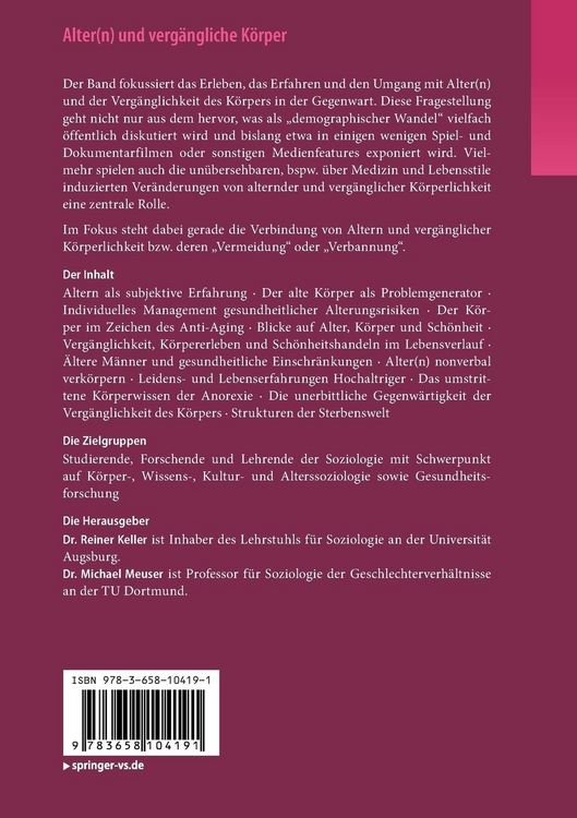 Produktbild: Alter(n) und verg&auml;ngliche K&ouml;rper