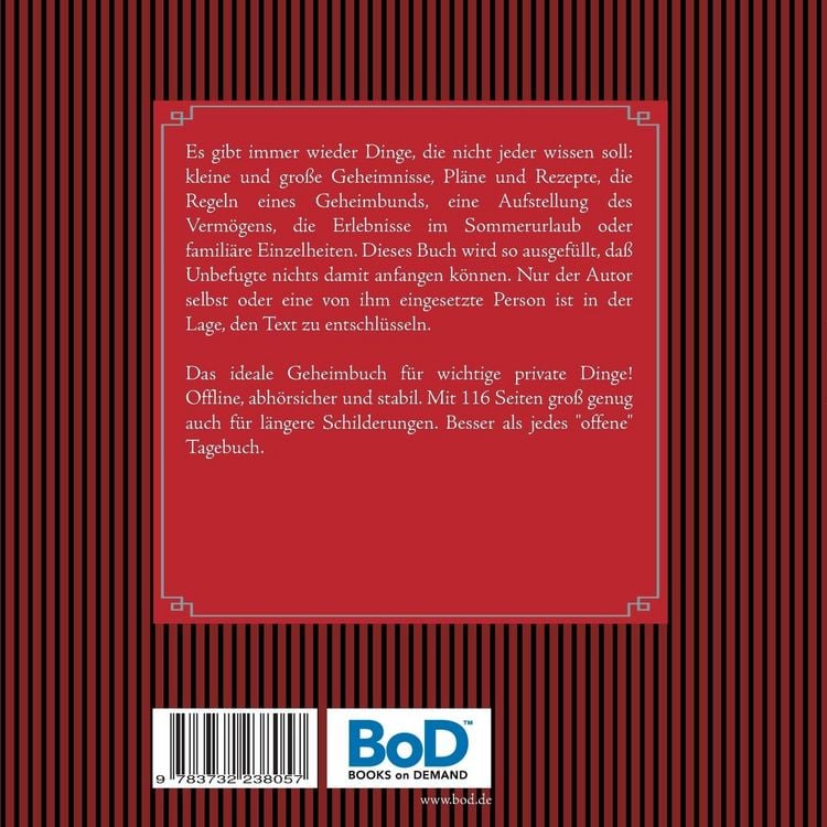 Produktbild: Selbstverschlüsselndes Geheimbuch zum Ausfüllen / Tagebuch / Notizen und Pläne / Familiengeschichte / Ahnenforschung