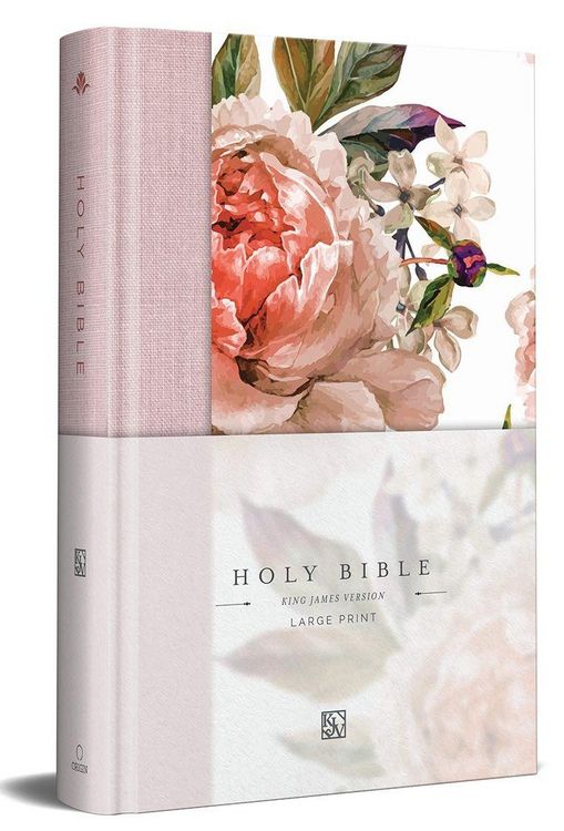 Produktbild: KJV Holy Bible, Large Print Medium Format, Pink Cloth Hardcover with Floral Design, Ribbon Marker, Red Letter