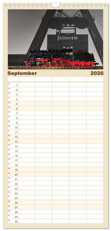 Produktbild: Familienplaner 2026 - Dampflokomotiven in Spur N mit 5 Spalten (Wandkalender, 21 x 45 cm) CALVENDO