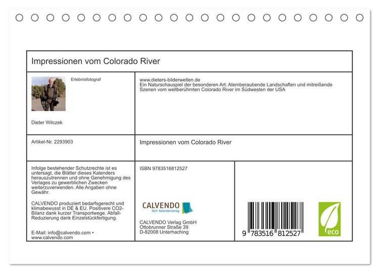 Produktbild: Impressionen vom Colorado River (Tischkalender 2027 DIN A5 quer), CALVENDO Monatskalender