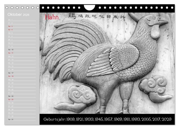 Produktbild: Das Chinesische Horoskop / Geburtstagskalender (Wandkalender 2026 DIN A4 quer), CALVENDO Monatskalender