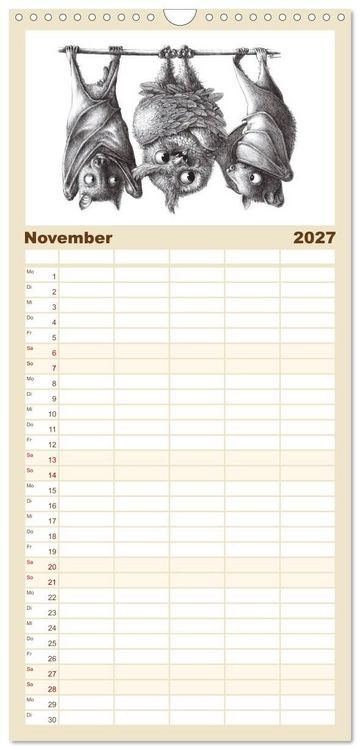 Produktbild: Familienplaner 2027 - owls & friends 2027 mit 5 Spalten (Wandkalender, 21 x 45 cm) CALVENDO