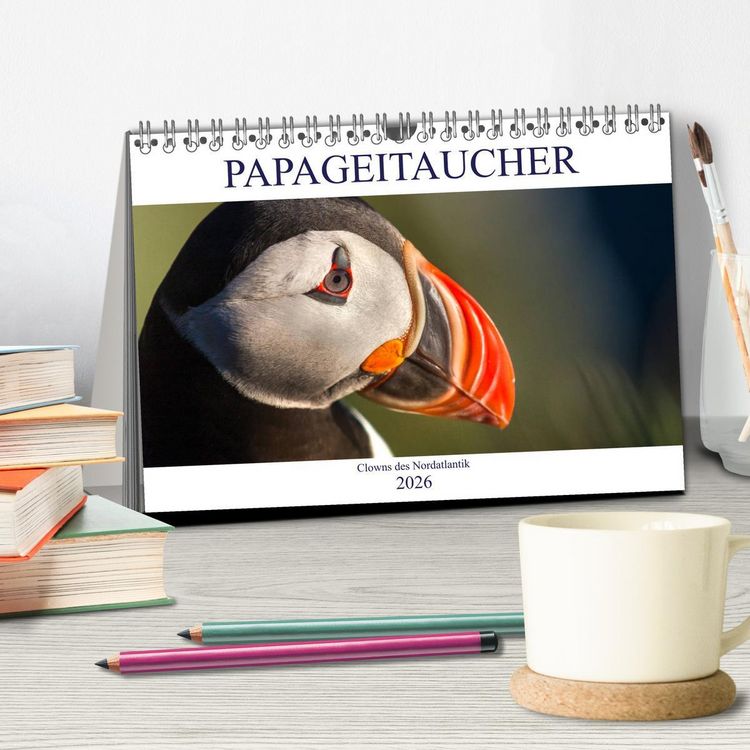 Produktbild: Papageitaucher: Clowns des Nordatlantik (Tischkalender 2026 DIN A5 quer), CALVENDO Monatskalender