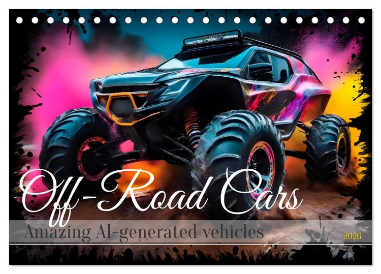 Produktbild: OFF-ROAD CARS Amazing AI-generated vehicles (Desk Calendar 2026 DIN A5 landscape), CALVENDO 12 Month DeskCalendar