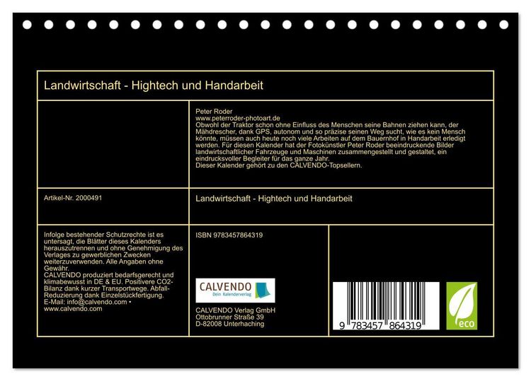 Produktbild: Landwirtschaft - Hightech und Handarbeit (Tischkalender 2026 DIN A5 quer), CALVENDO Monatskalender