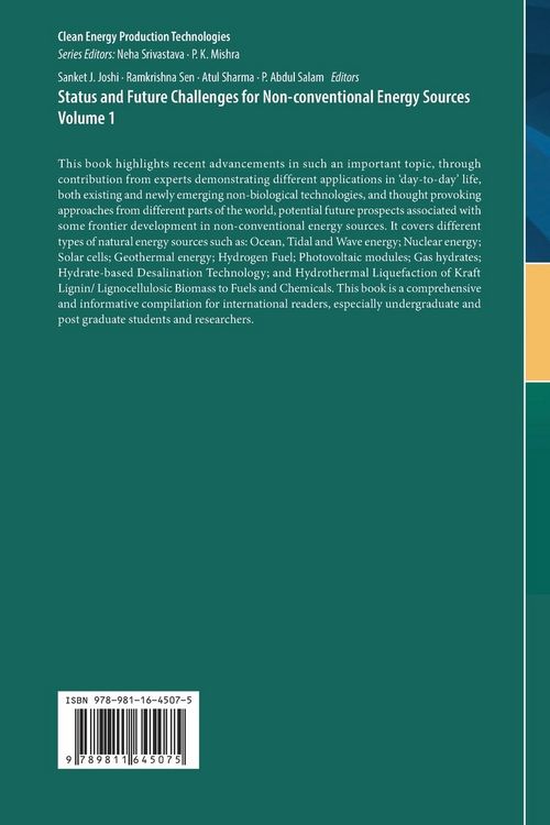 Produktbild: Status and Future Challenges for Non-conventional Energy Sources Volume 1