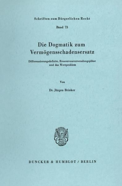 Produktbild: Die Dogmatik zum Verm&ouml;gensschadenersatz.
