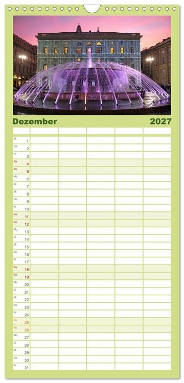 Produktbild: Familienplaner 2027 - Die zeitlose Sch&ouml;nheit von Genua mit 5 Spalten (Wandkalender, 21 x 45 cm) CALVENDO