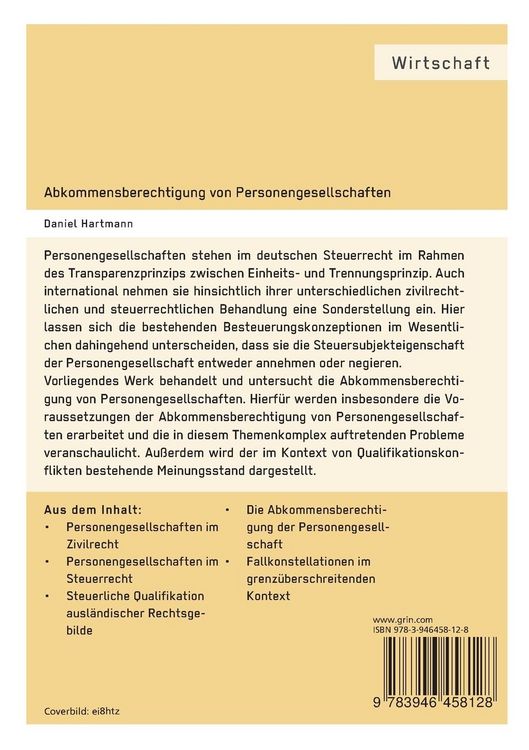 Produktbild: Abkommensberechtigung von Personengesellschaften