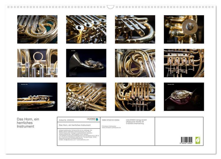 Produktbild: Das Horn, ein herrliches Instrument (Wandkalender 2026 DIN A2 quer), CALVENDO Monatskalender