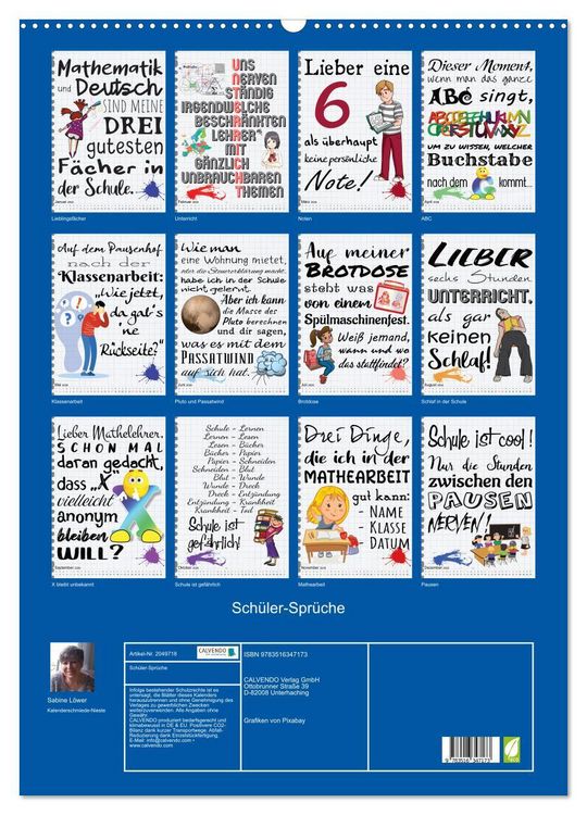 Produktbild: Sch&uuml;ler-Spr&uuml;che (Wandkalender 2026 DIN A2 hoch), CALVENDO Monatskalender