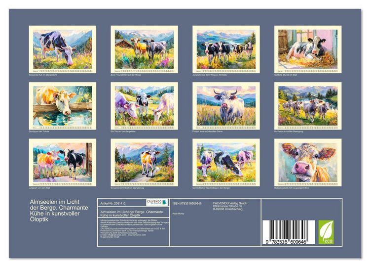 Produktbild: Almseelen im Licht der Berge. Charmante K&uuml;he in kunstvoller &Ouml;loptik (Wandkalender 2026 DIN A4 quer), CALVENDO Monatskalender