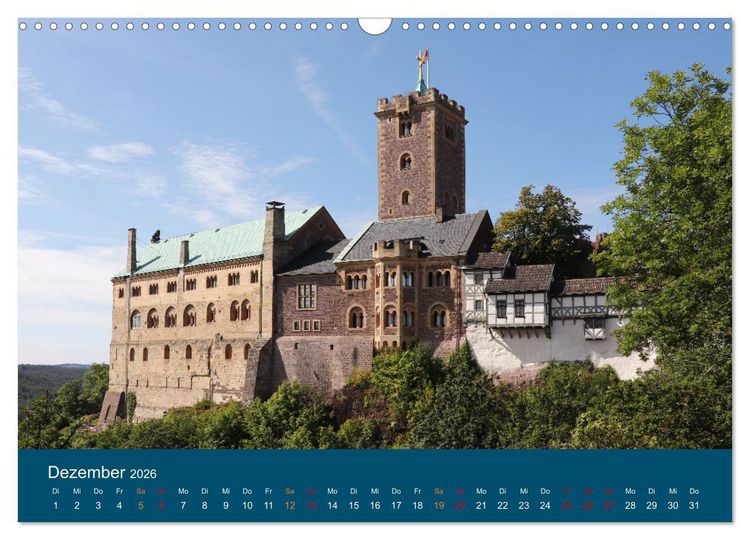 Produktbild: Th&uuml;ringen, unterwegs in Weimar, Erfurt und Eisenach (Wandkalender 2026 DIN A3 quer), CALVENDO Monatskalender