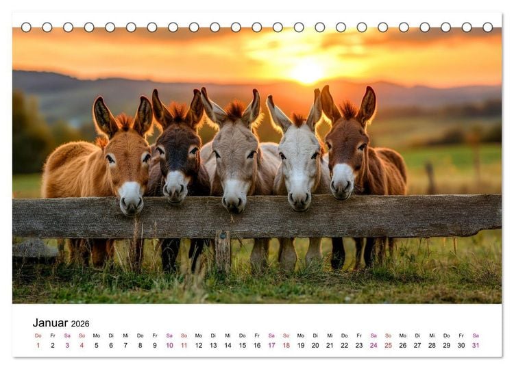 Produktbild: Esel - neugierige Typen (Tischkalender 2026 DIN A5 quer), CALVENDO Monatskalender