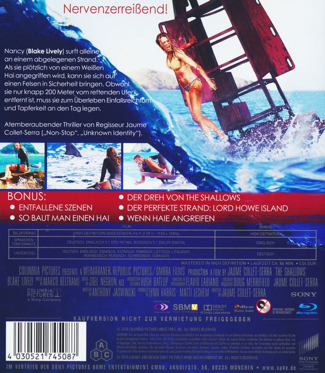 Produktbild: The Shallows - Gefahr aus der Tiefe