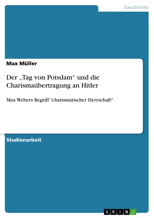 Produktbild: Der "Tag von Potsdam" und die Charisma&uuml;bertragung an Hitler