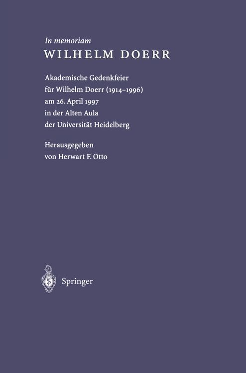 Produktbild: In Memoriam Wilhelm Doerr