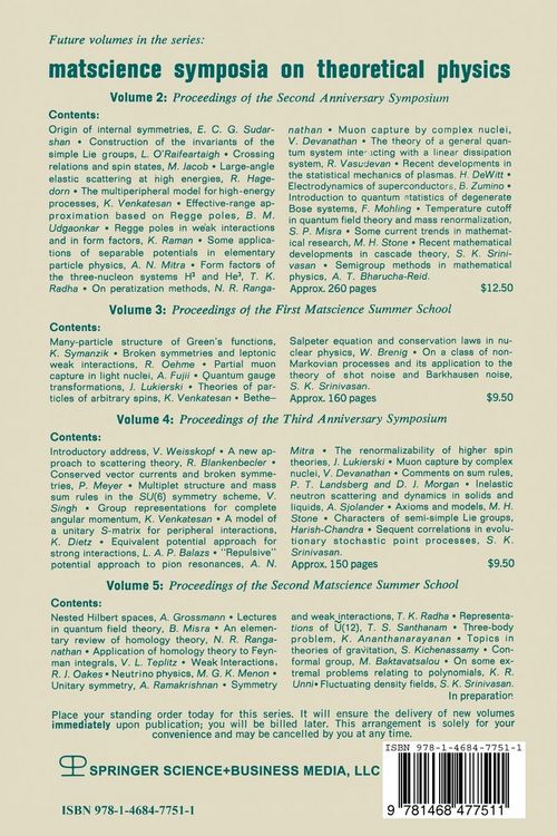 Produktbild: Matscience Symposia on Theoretical Physics