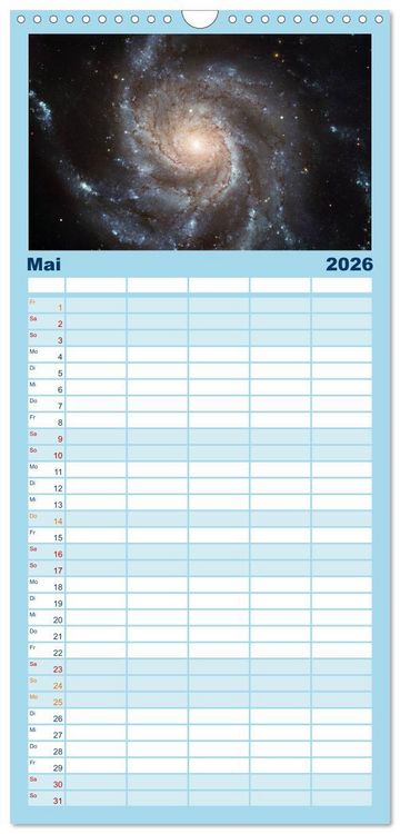 Produktbild: Familienplaner 2026 - Der Weltraum. Gasnebel und Galaxien mit 5 Spalten (Wandkalender, 21 x 45 cm) CALVENDO