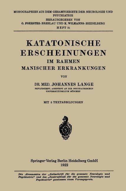 Produktbild: Katatonische Erscheinungen im Rahmen Manischer Erkrankungen