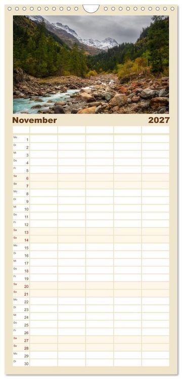Produktbild: Familienplaner 2027 - Flusswelt Schweiz mit 5 Spalten (Wandkalender, 21 x 45 cm) CALVENDO