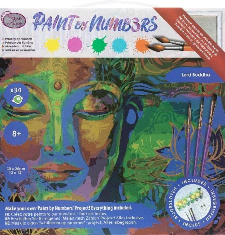 Produktbild: Craft Buddy PBN-3030-016 - Paint by Numbers, Lord Buddha, 30x30cm, Malen nach Zahlen