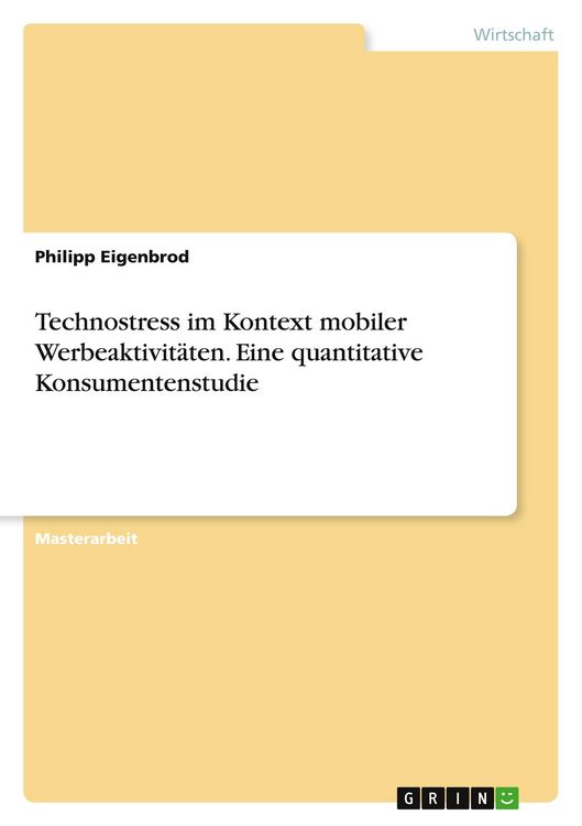 Produktbild: Technostress im Kontext mobiler Werbeaktivit&auml;ten. Eine quantitative Konsumentenstudie