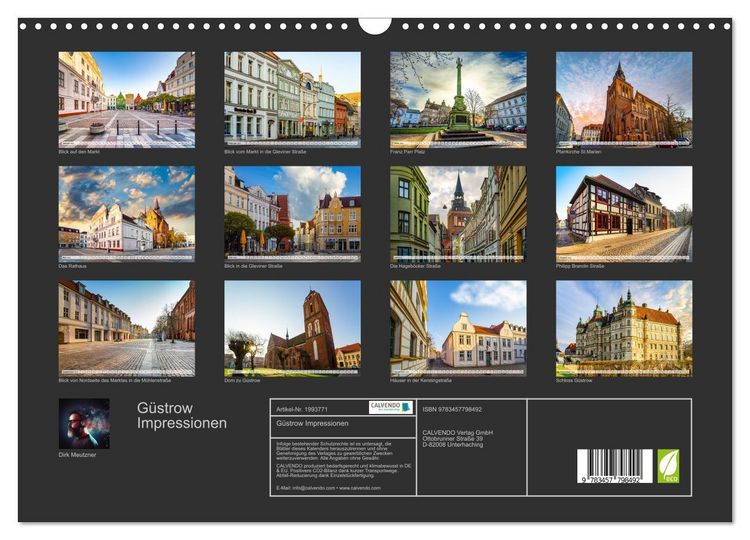 Produktbild: G&uuml;strow Impressionen (Wandkalender 2026 DIN A3 quer), CALVENDO Monatskalender