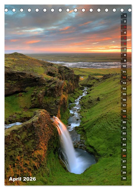 Produktbild: Wasserf&auml;lle auf Island (Tischkalender 2026 DIN A5 hoch), CALVENDO Monatskalender