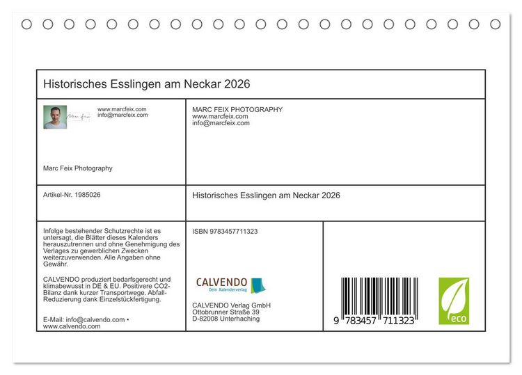Produktbild: Historisches Esslingen am Neckar 2026 (Tischkalender 2026 DIN A5 quer), CALVENDO Monatskalender